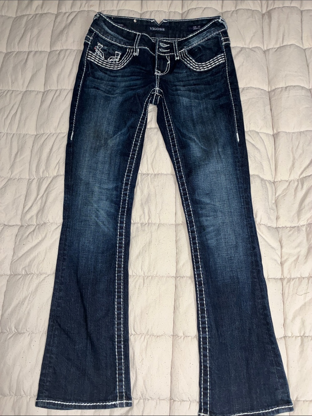 Vigoss Women's Dark Wash Bootcut Jeans with Contrast Stitching